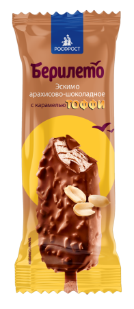 Эскимо шоколадно-арахисовое с карамелью в шоколаде с арахисом БЕРИЛЕТО 